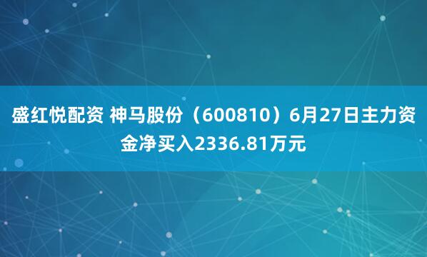 盛红悦配资 神马股份（600810）6月27日主力资金净买入2336.81万元