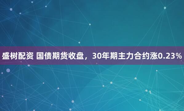 盛树配资 国债期货收盘，30年期主力合约涨0.23%